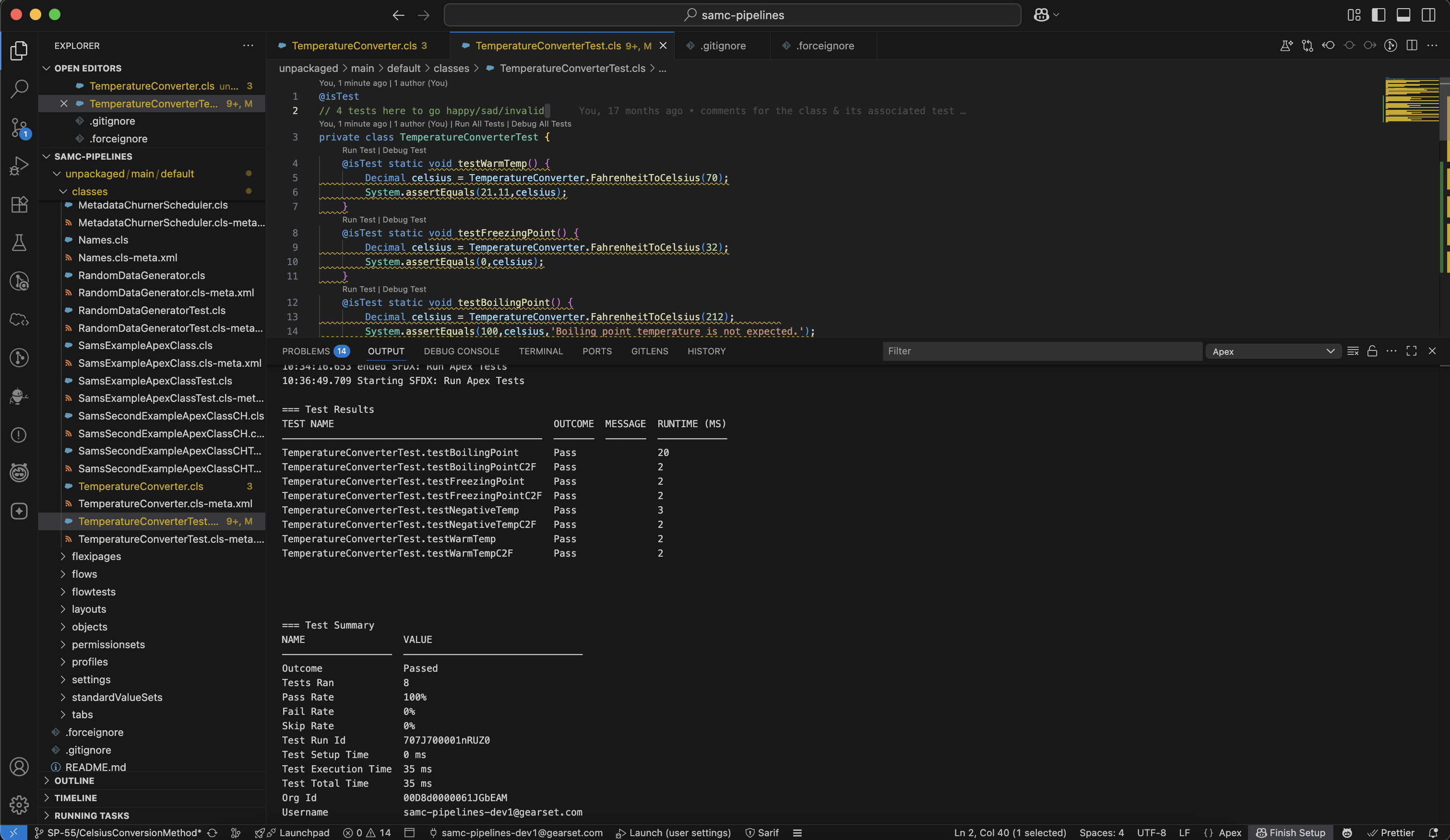 Tests made and passed