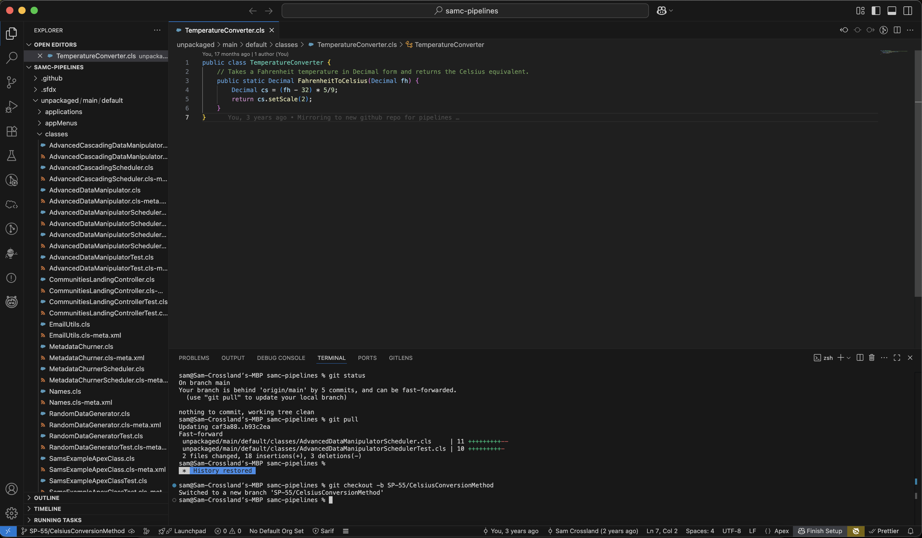 Initial repo check and new branch