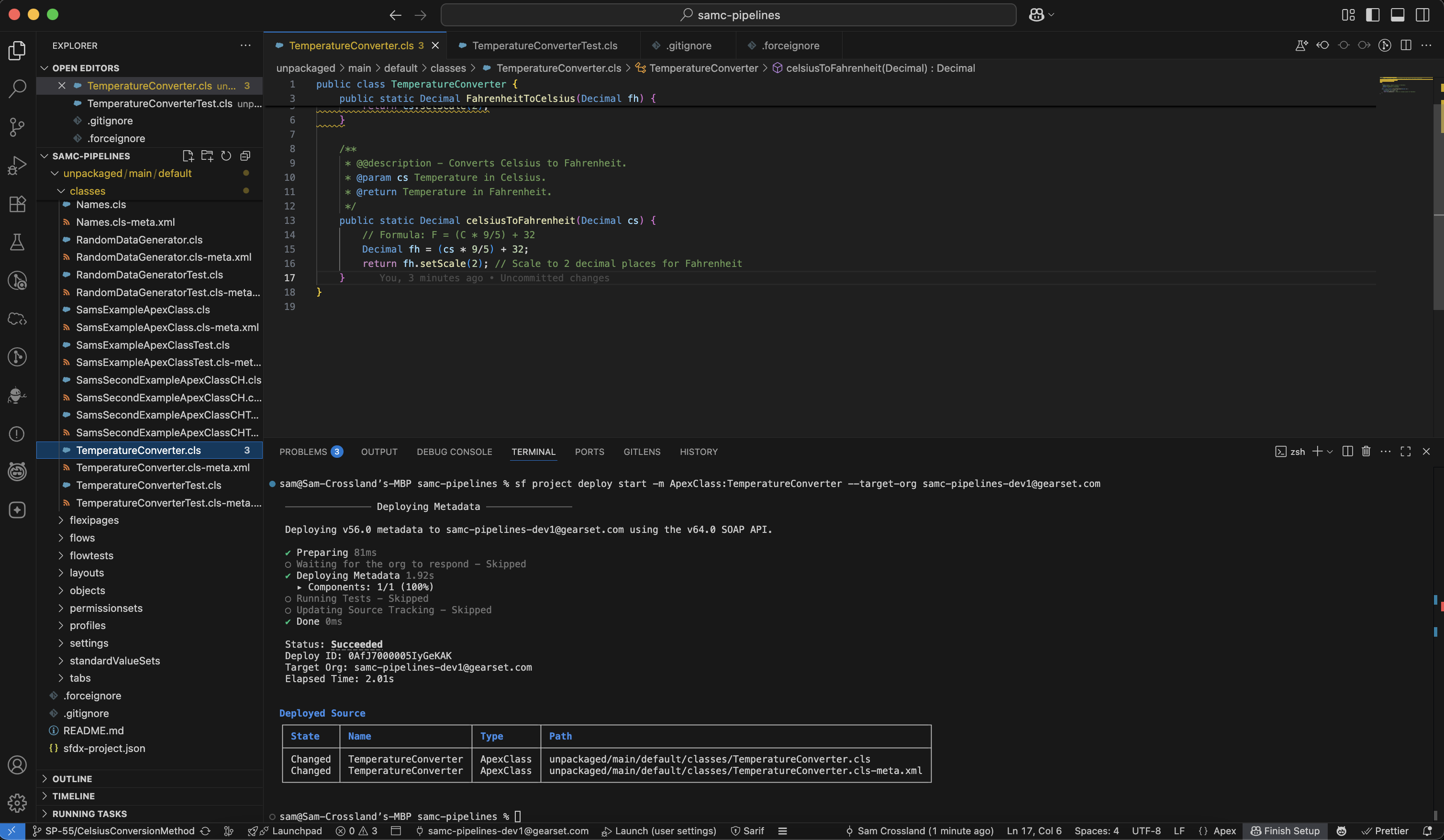 Salesforce project component push to org