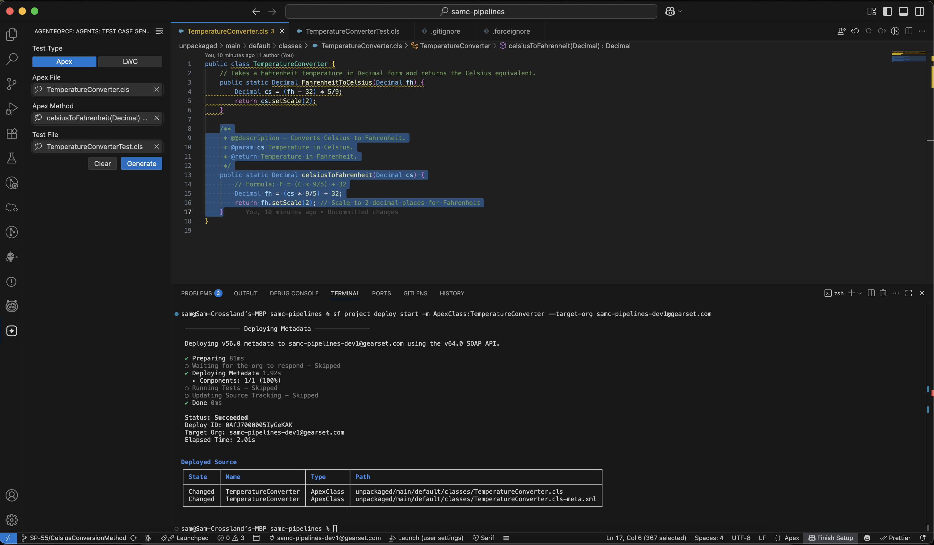 Agentforce generate tests