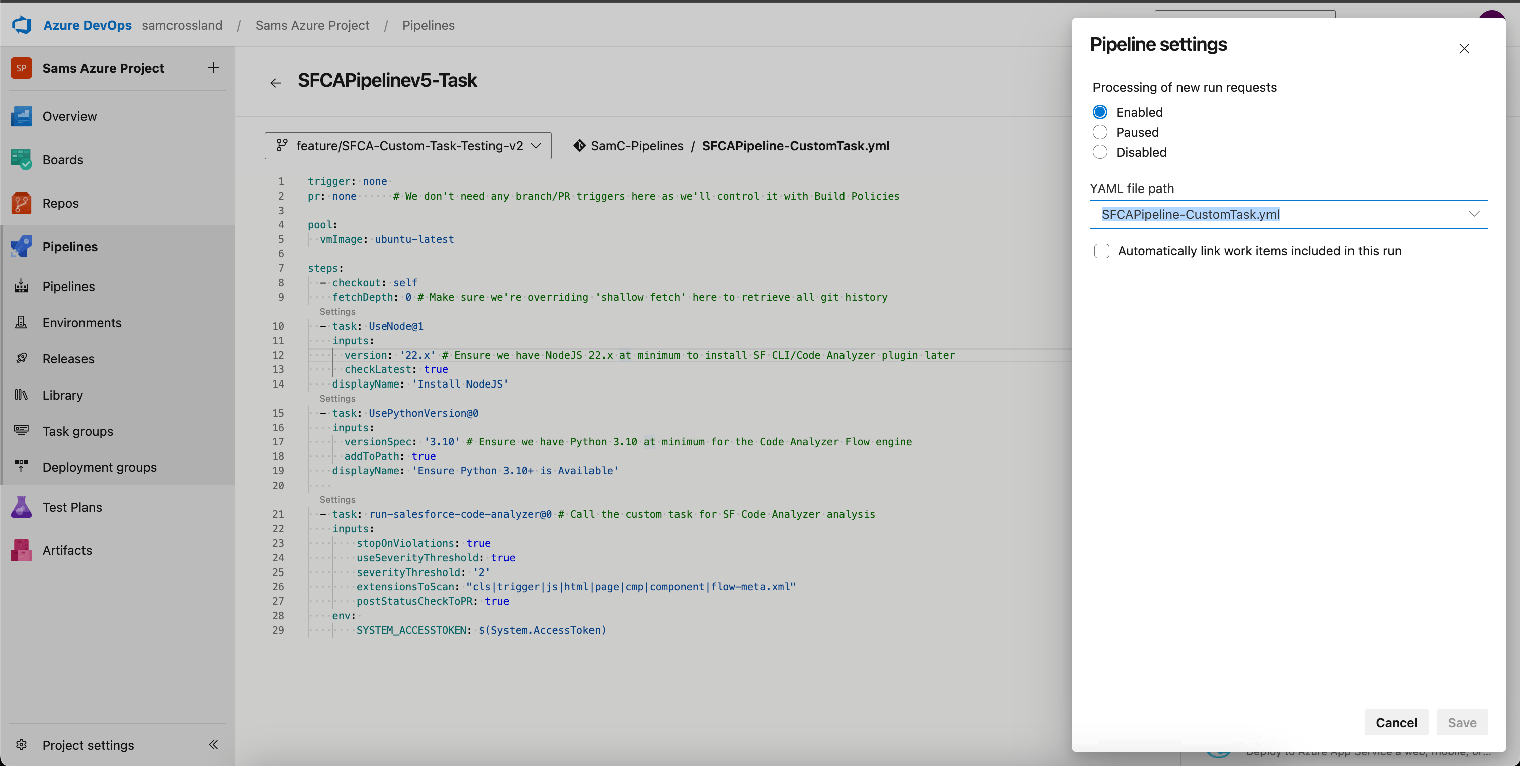 Verify your pipeline settings